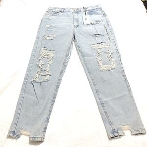 Refuge Denim Ultra High Rise Mom Jeans 15 Ripped Distressed Vintage Modern 80s